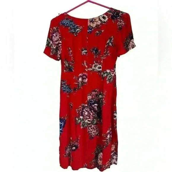 Maeve Floral Mini Dres Button Red - Picture 3 of 4